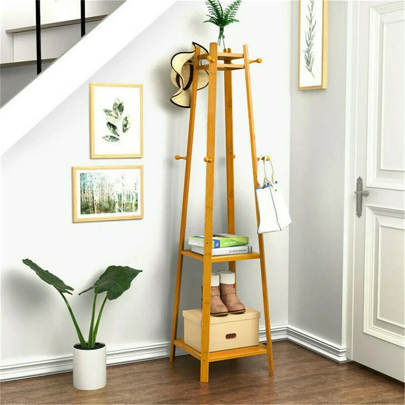 Porte Manteau Bambou à Minis Étagères