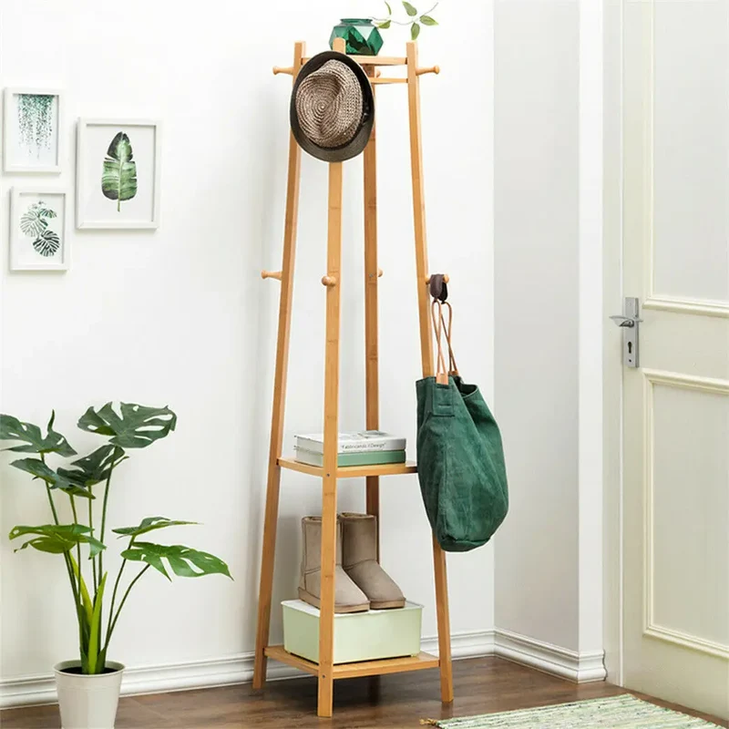 Porte Manteau Bambou à Minis Étagères