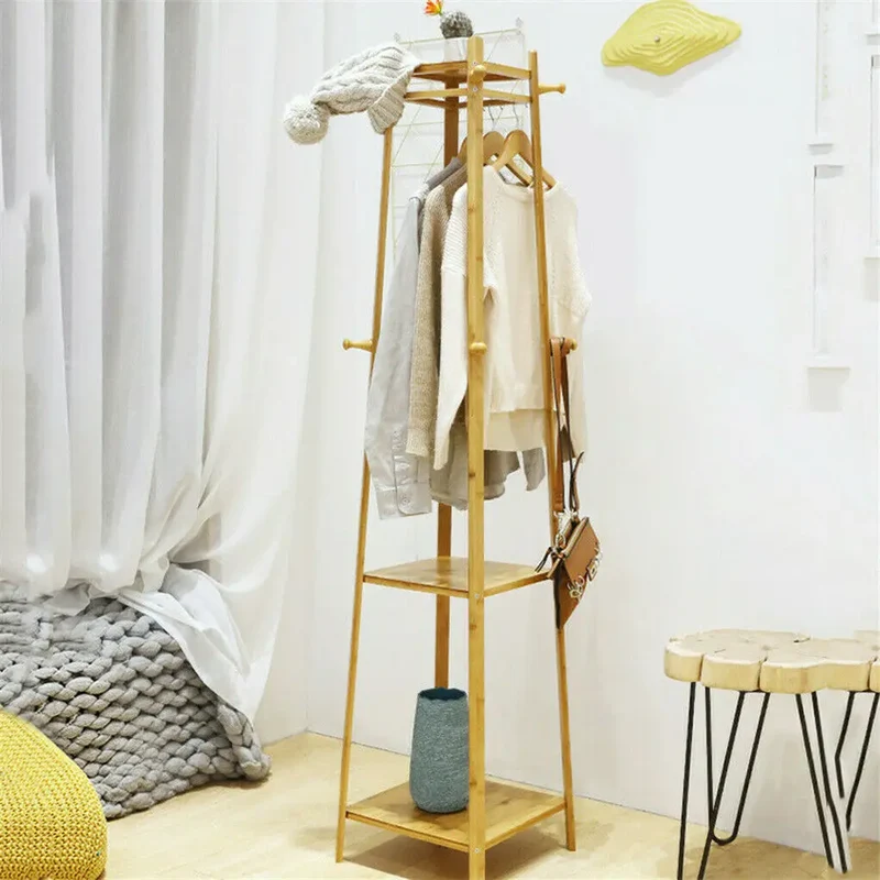 Porte Manteau Bambou à Minis Étagères