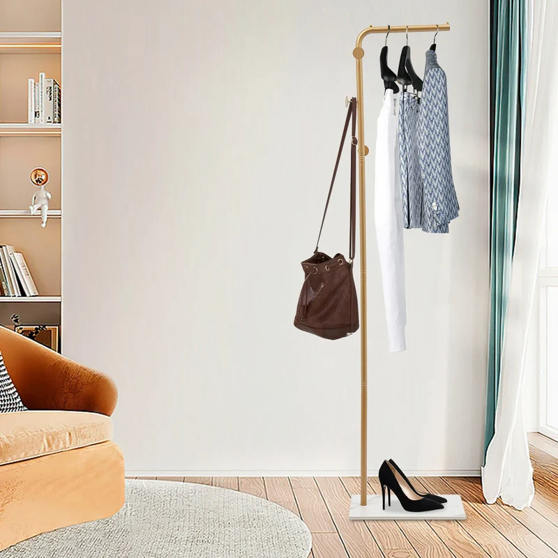Porte Manteau sur pied Or sur Base Blanche