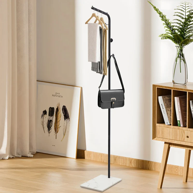 Porte Manteau sur pied Noir sur Base Blanche