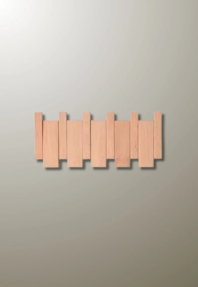 Porte manteau mural design en bois clair 4 patères