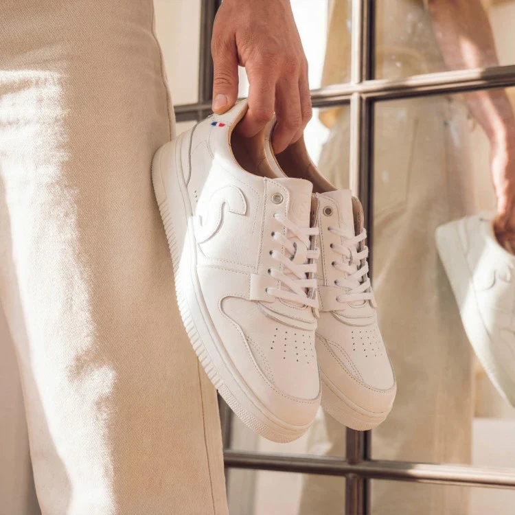 Basket blanche femme en cuir