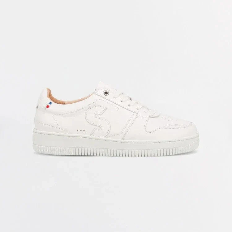 Basket blanche femme en cuir