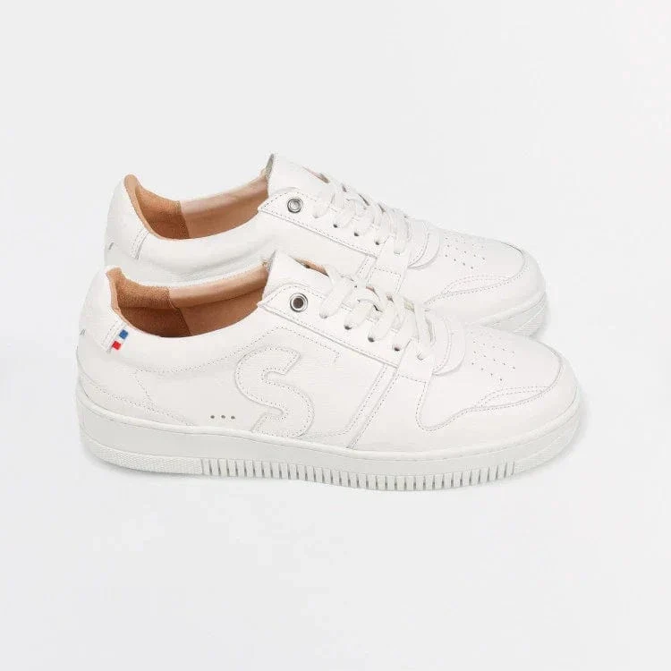 Basket blanche femme en cuir