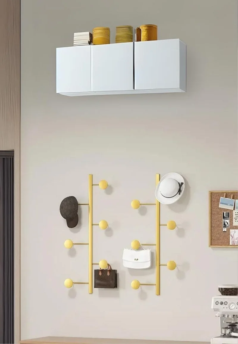 Porte manteau design mural Vertical Doré 2 Crochets x2