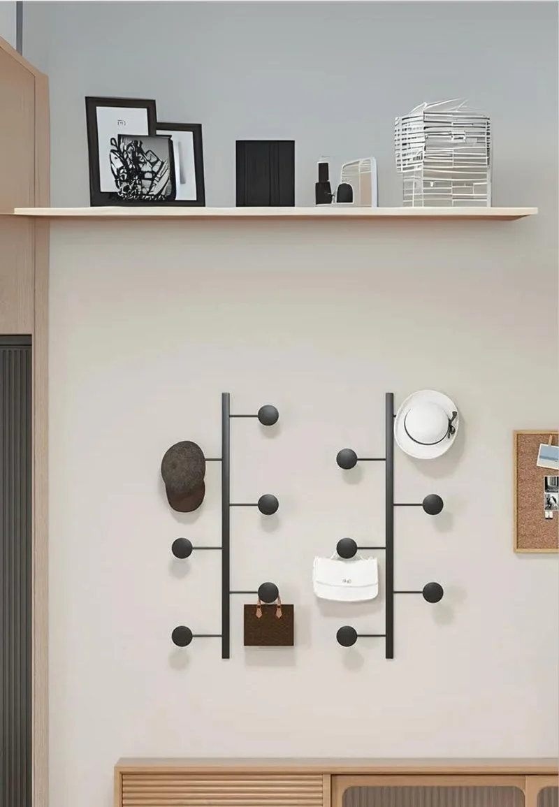 Porte manteau design mural Vertical Noir 2 Crochets