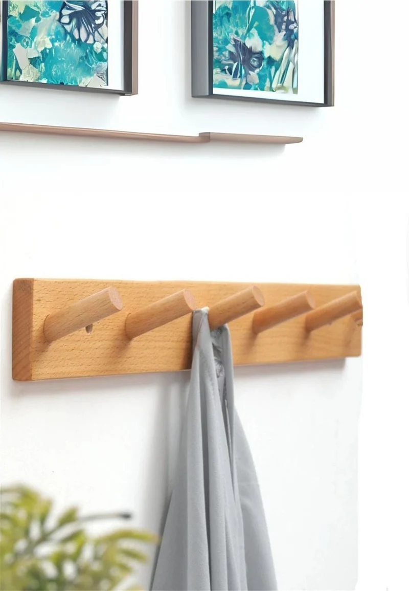 Porte manteau bois mural à 5 branches