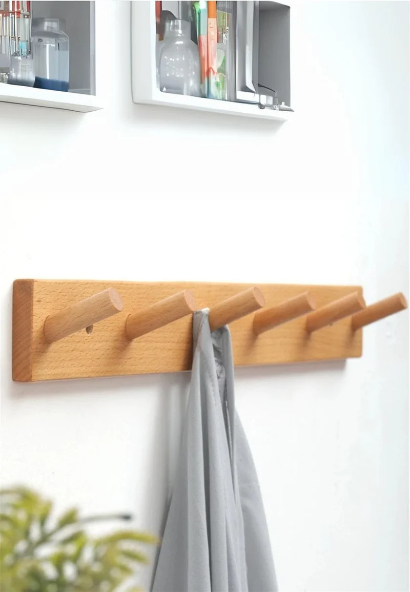 Porte manteau bois mural à 6 branches