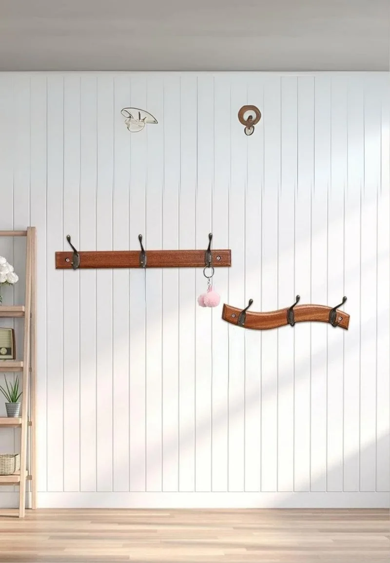 Porte manteau mural en bois du navire Vague