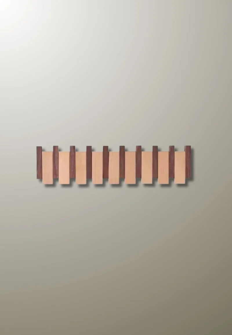 Porte manteau mural design en bois mixte 8 patères