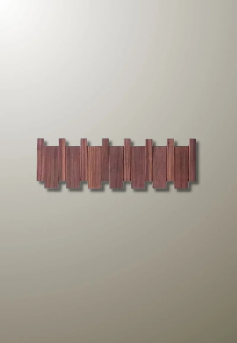 Porte manteau mural design en bois foncé 6 patères