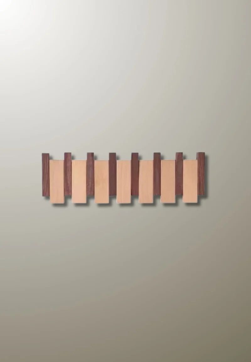 Porte manteau mural design en bois mixte 6 patères