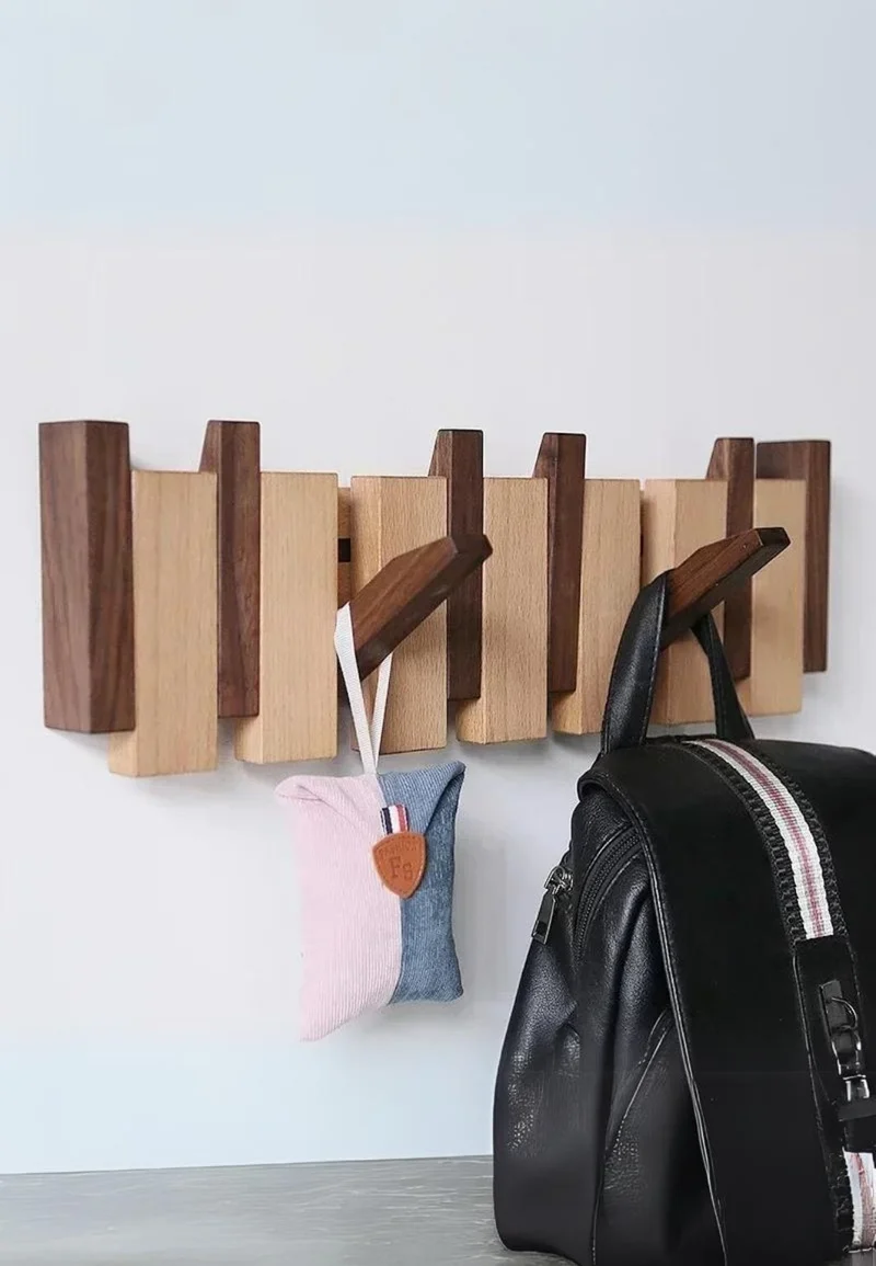 Porte manteau mural design en bois mixte 6 patères