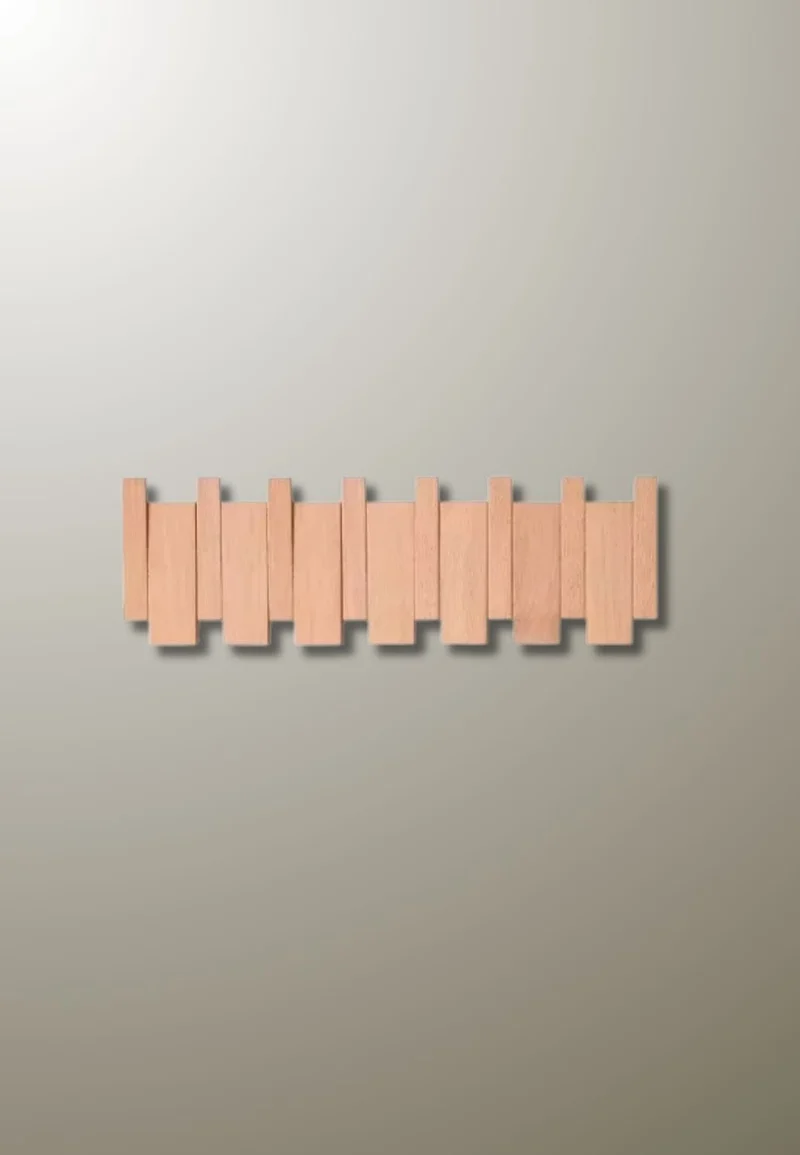 Porte manteau mural design en bois clair 6 patères