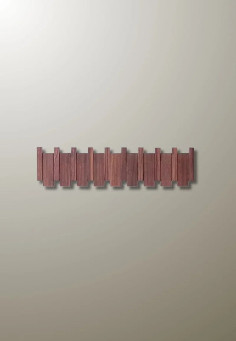 Porte manteau mural design en bois foncé 8 patères