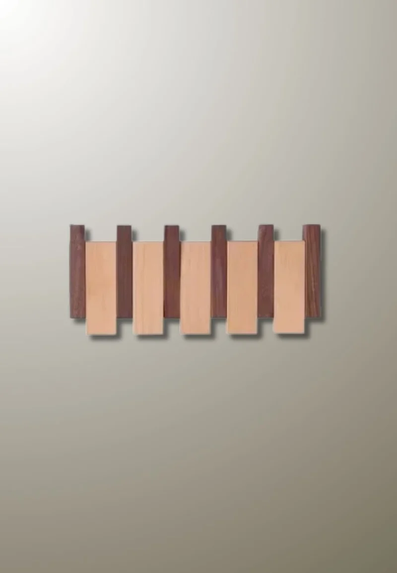 Porte manteau mural design en bois mixte 4 patères