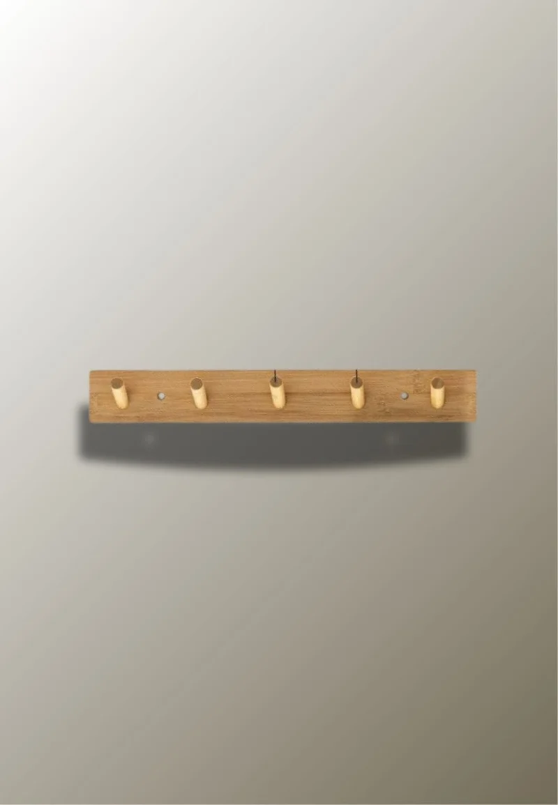 Porte manteau mural en bois 5 picots