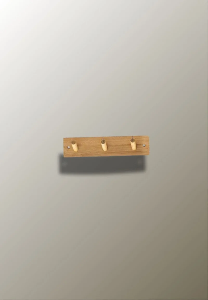 Porte manteau mural en bois 3 picots
