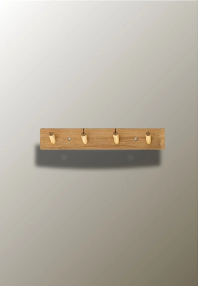 Porte manteau mural en bois 4 picots