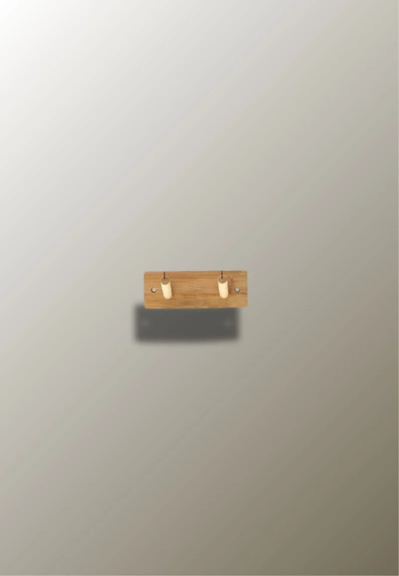 Porte manteau mural en bois 2 picots