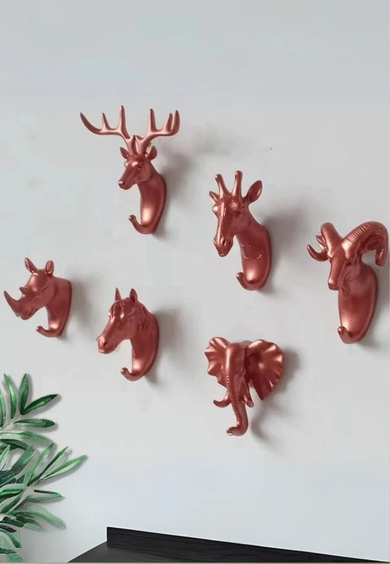Patère porte manteau 6 Animaux Rose Doré