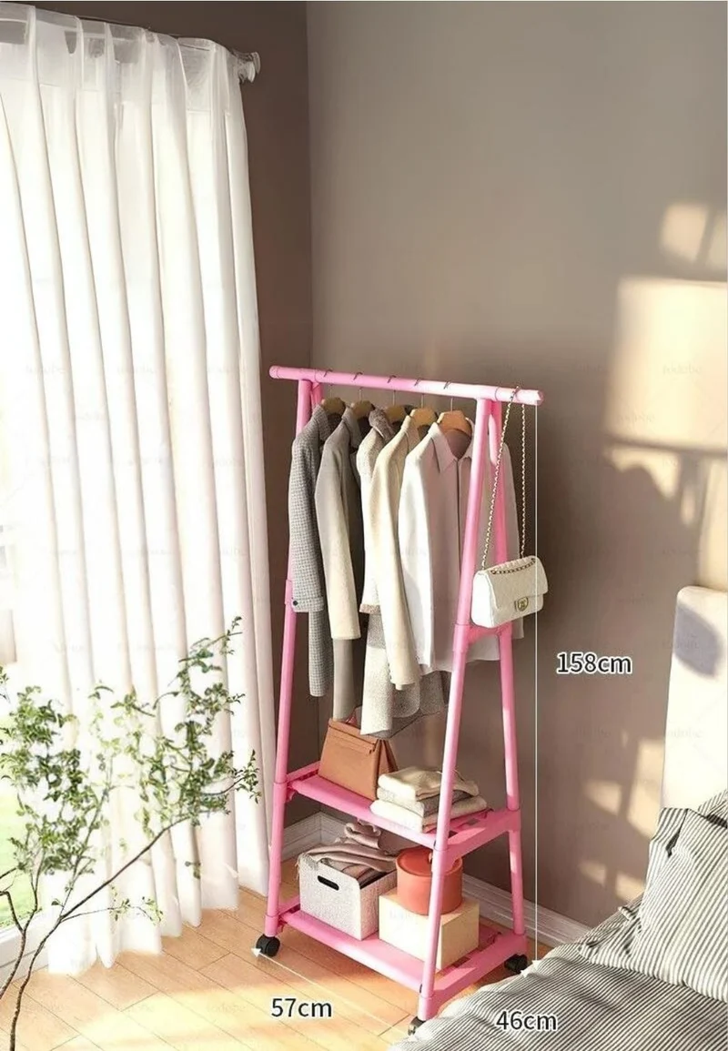 Meuble porte manteau chaussure Ouvert Roulant Rose