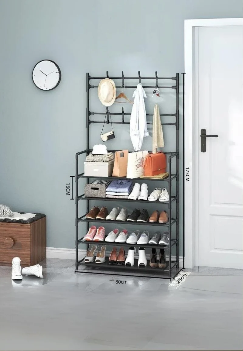 Meuble porte manteau chaussure Haut Large Noir