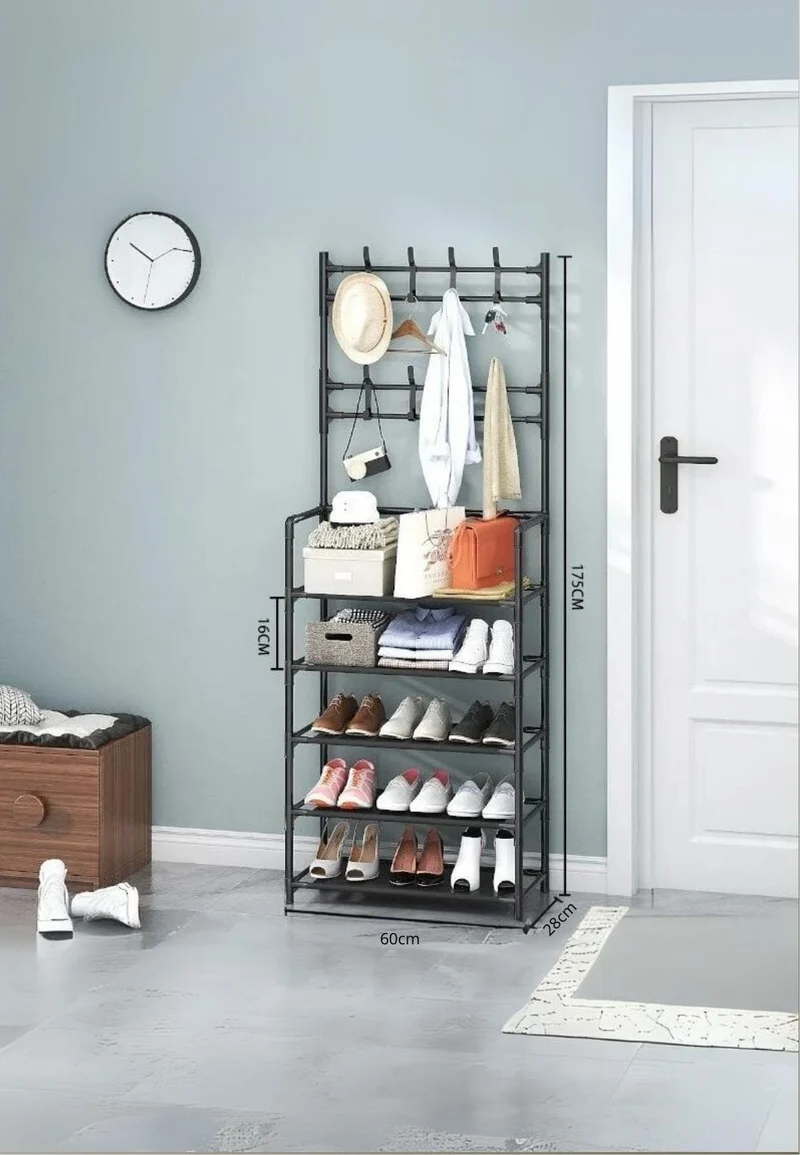 Meuble porte manteau chaussure Haut Fin Noir