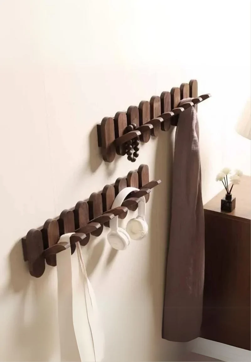 Porte manteau mural design en bois 3 Crochets Ronds