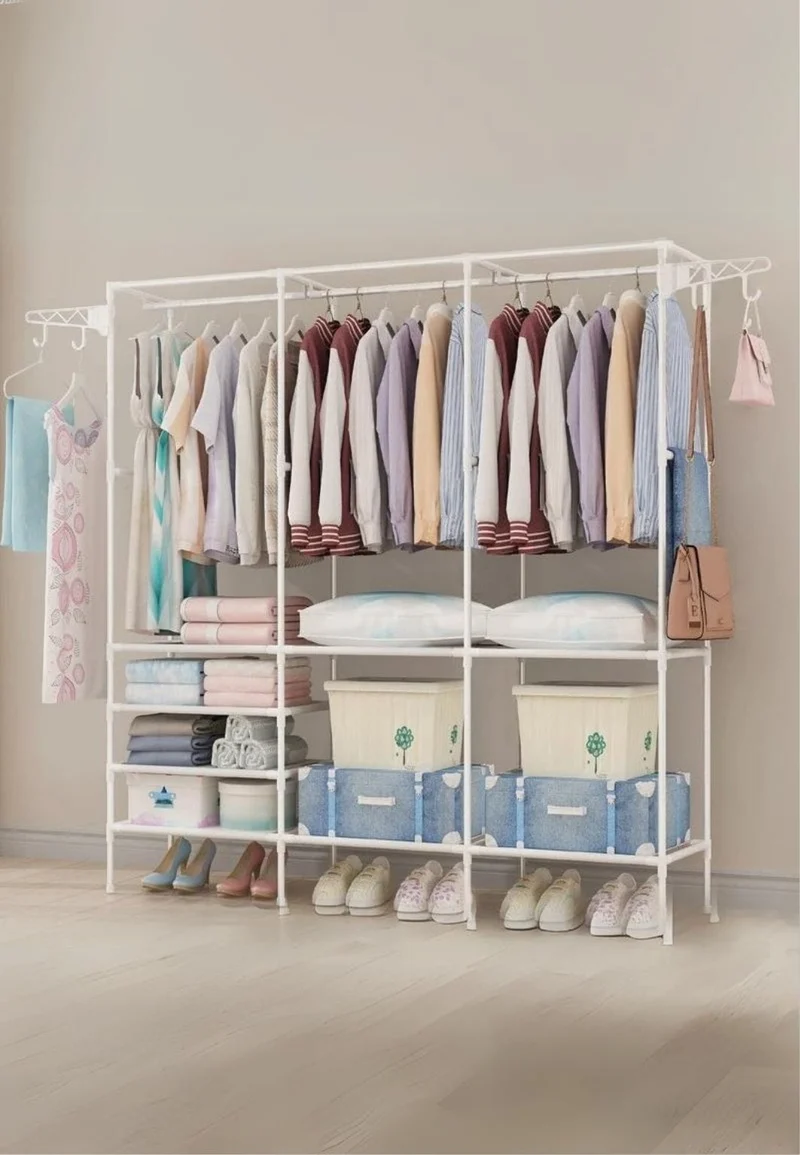 Meuble porte manteau chaussure Grand Quadrillage Blanc