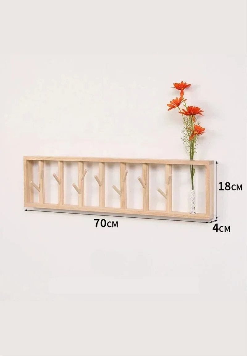Porte manteau mural en bois clair Floral Grand