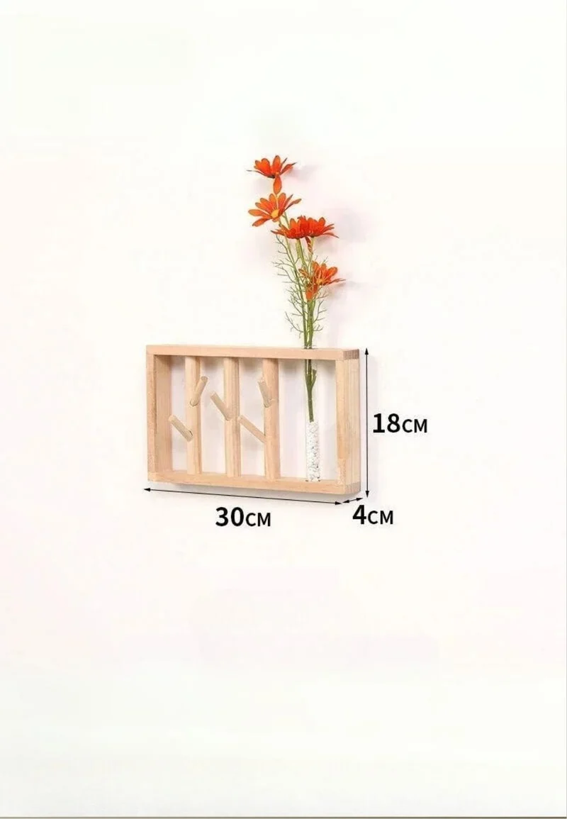 Porte manteau mural en bois clair Floral Petit