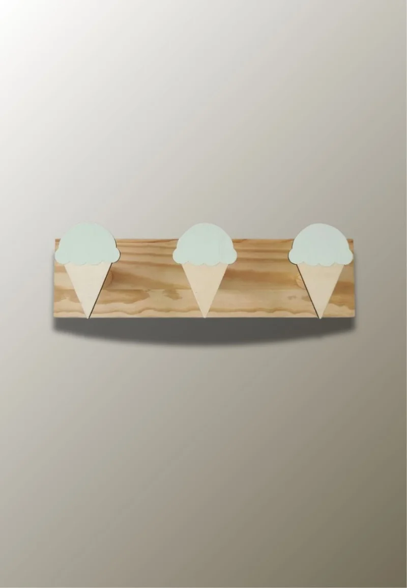 Porte manteau mural enfant triple Glace Verte
