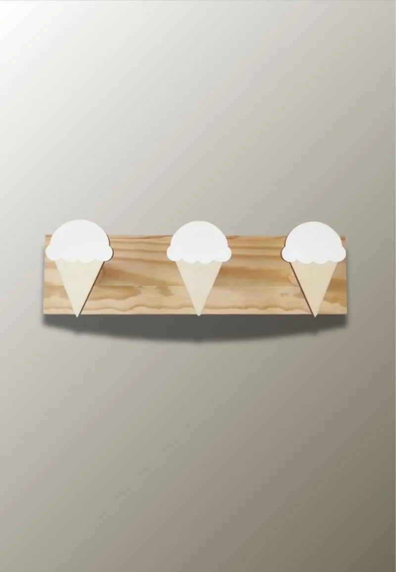 Porte manteau mural enfant triple Glace Blanche