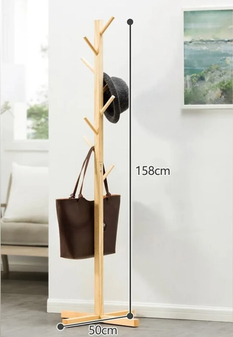 Porte manteau sur pied Arbre en bois Empilé à base en Croix
