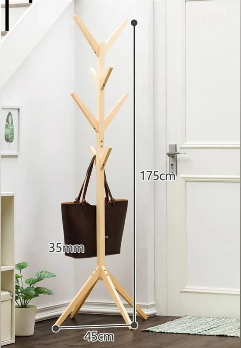 Porte manteau sur pied Arbre en bois Empilé à base Plantée