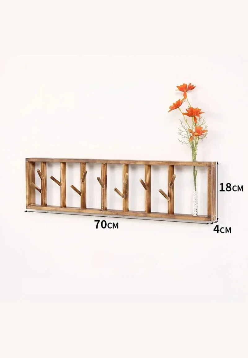 Porte manteau mural en bois foncé Floral Grand