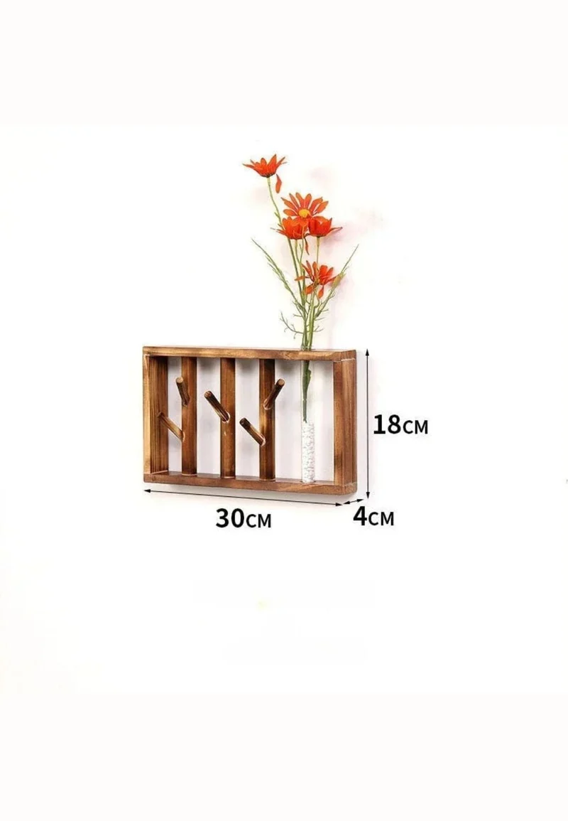 Porte manteau mural en bois foncé Floral Petit