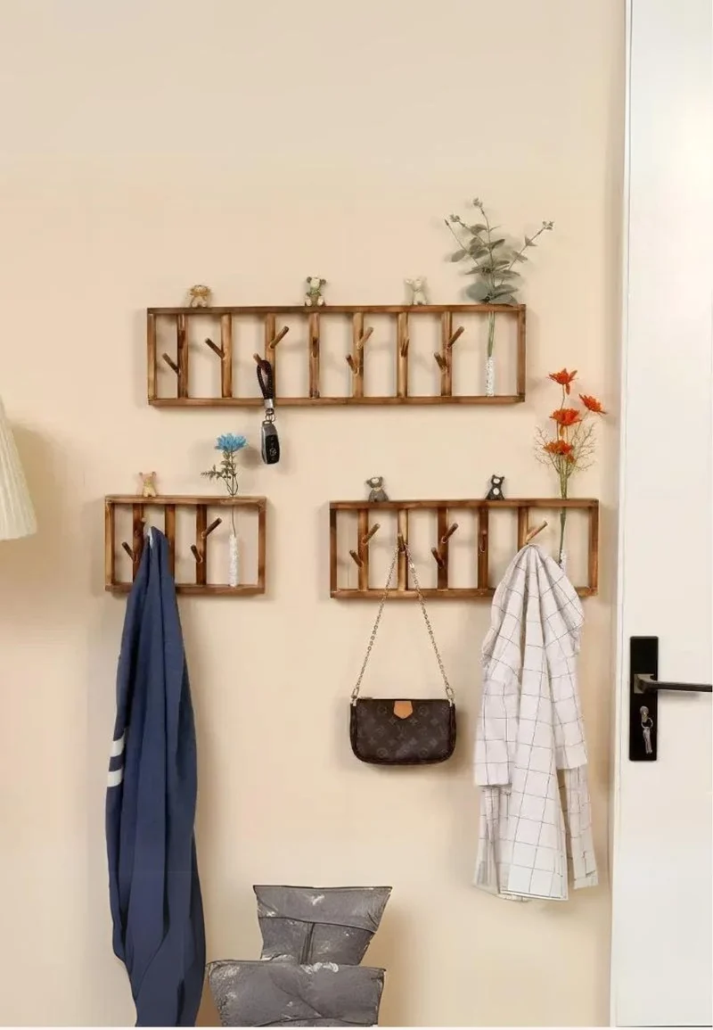 Porte manteau mural en bois clair Floral Moyen