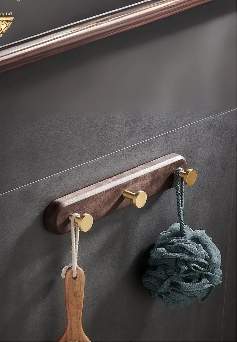 Porte manteau mural en bois Salle de Bain 3 Points