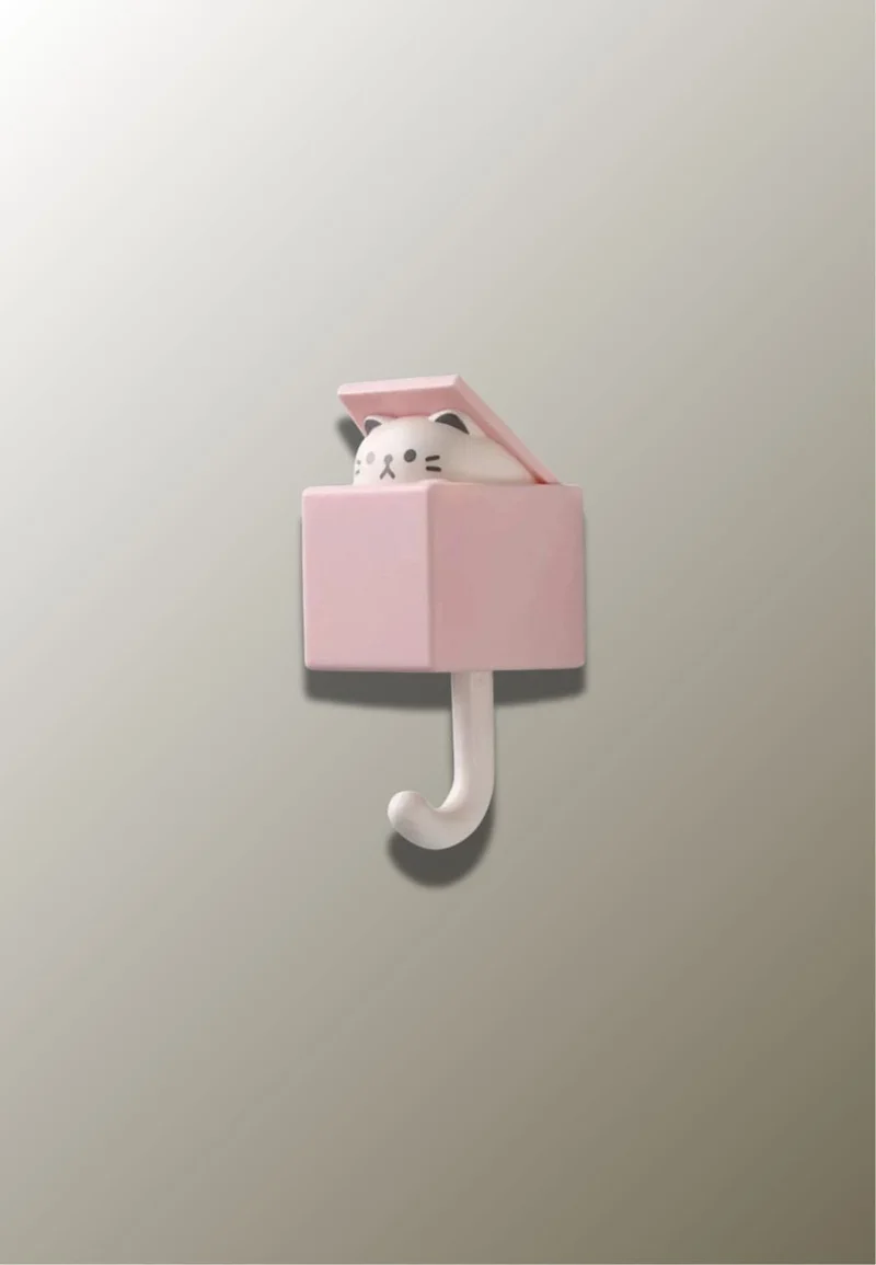 Patère porte manteau pour enfant Chat Rose