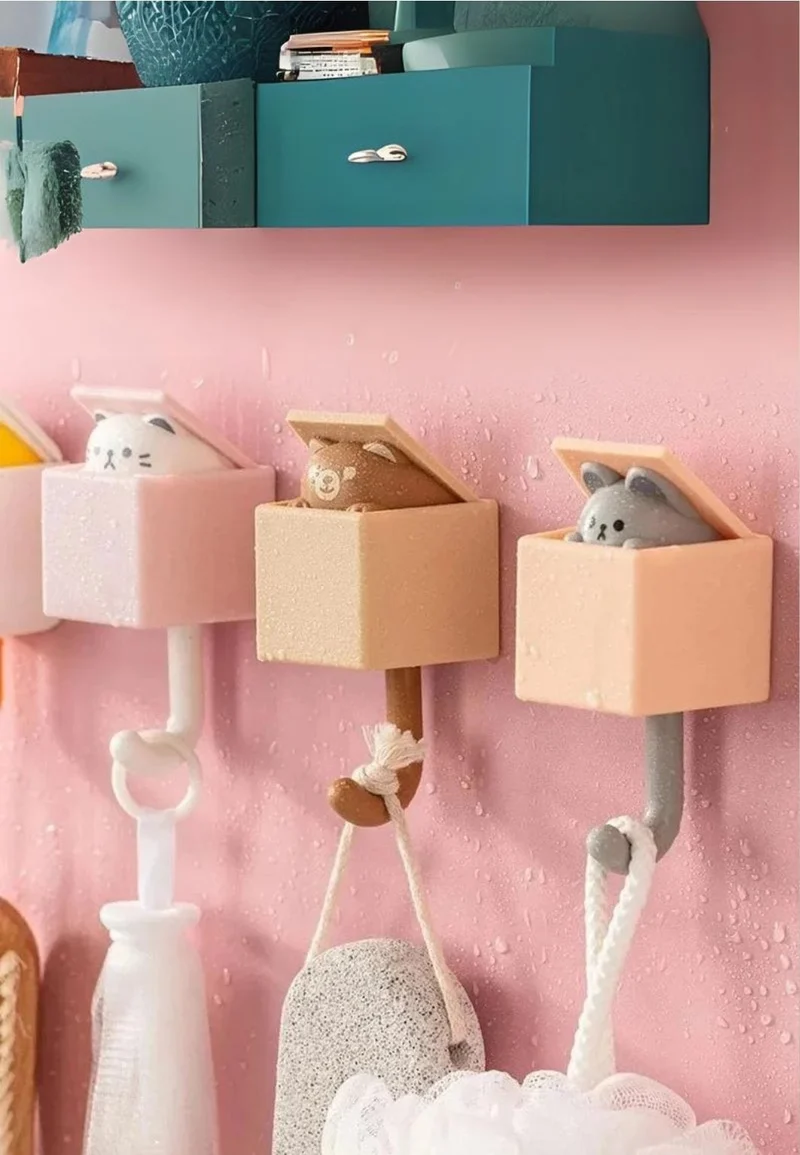 Patère porte manteau pour enfant Chat Rose