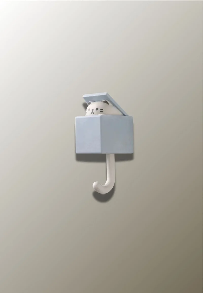 Patère porte manteau pour enfant Chat Gris