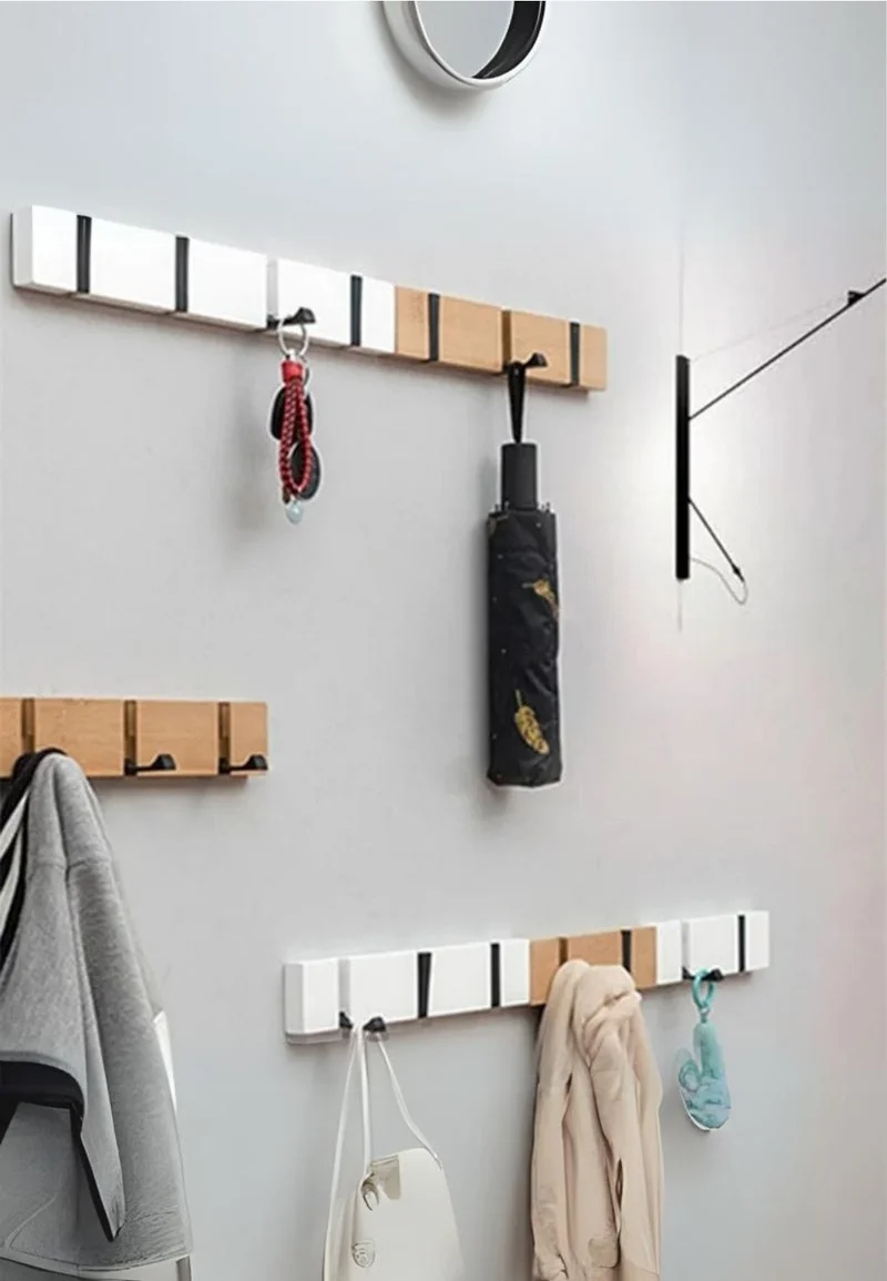 Porte manteau mural design Bambou Blanc