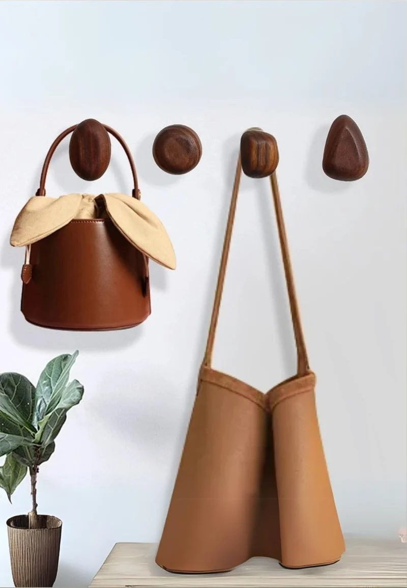 Patère porte manteau en bois clair Champignon Carré