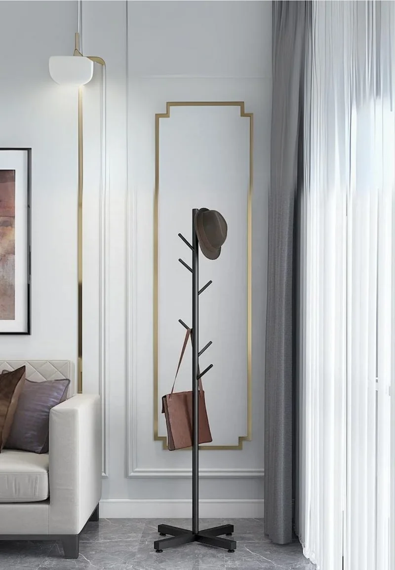 Porte manteau sur pied design arbre noir sur base croisée