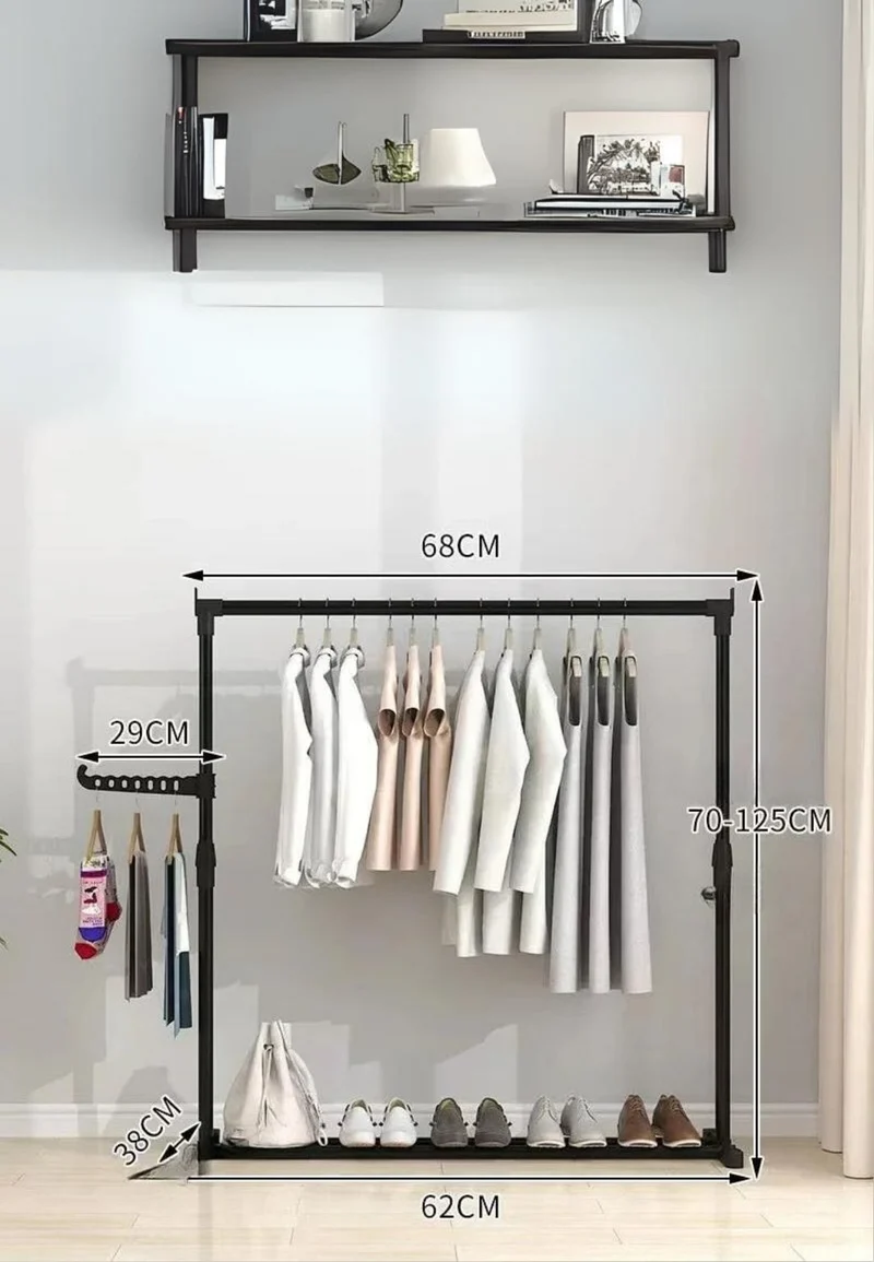Meuble porte manteau chaussure simple tringle avec bras unique étagère fixe 68 x 70-125 cm