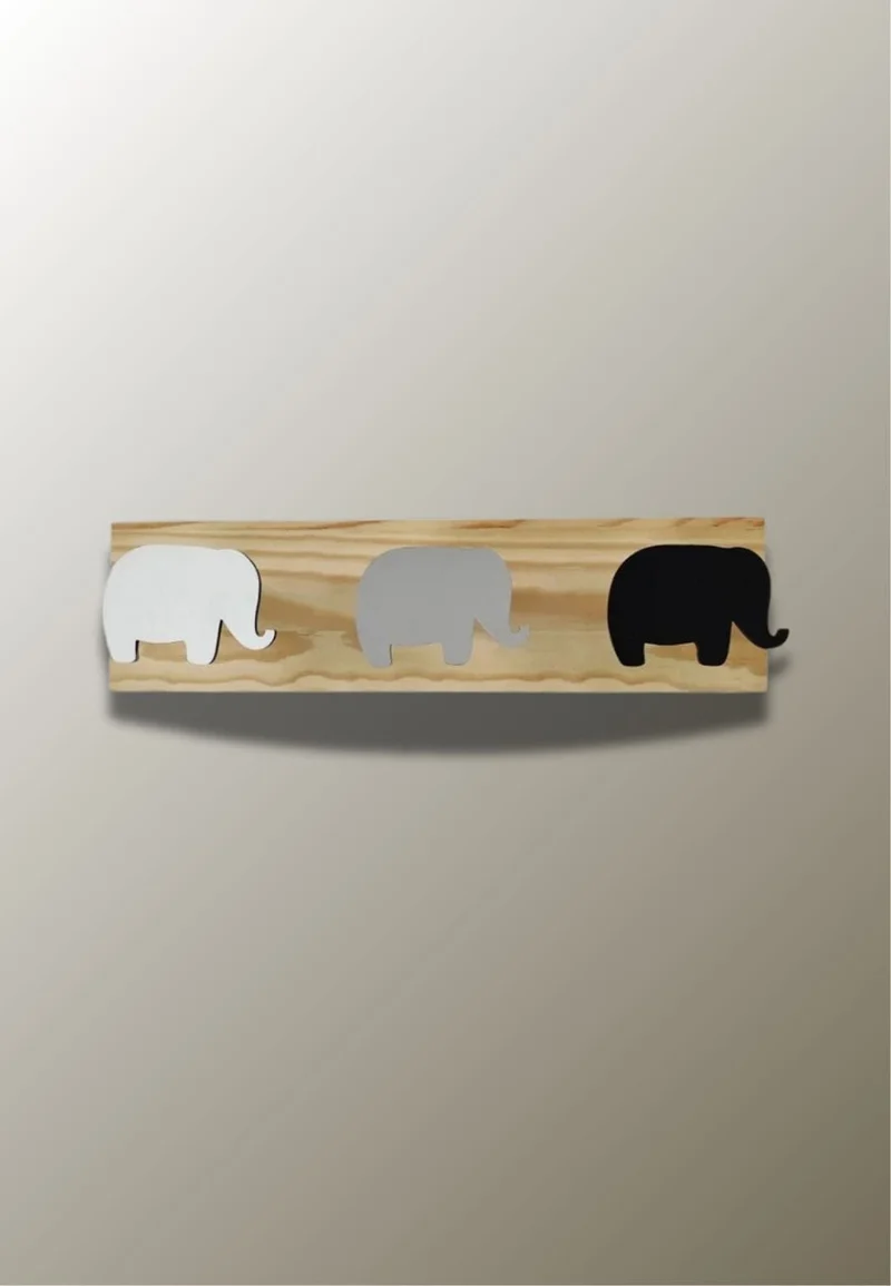 Porte manteau mural enfant triple Eléphant Multicolore