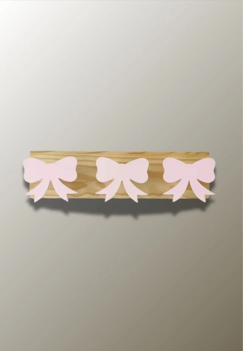 Porte manteau mural enfant triple Nœud papillon Rose